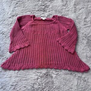 ⭐️⭐️⭐️Simply Noelle Crochet mauve 3/4 flare sleeve sweater size Large/XL 12-14